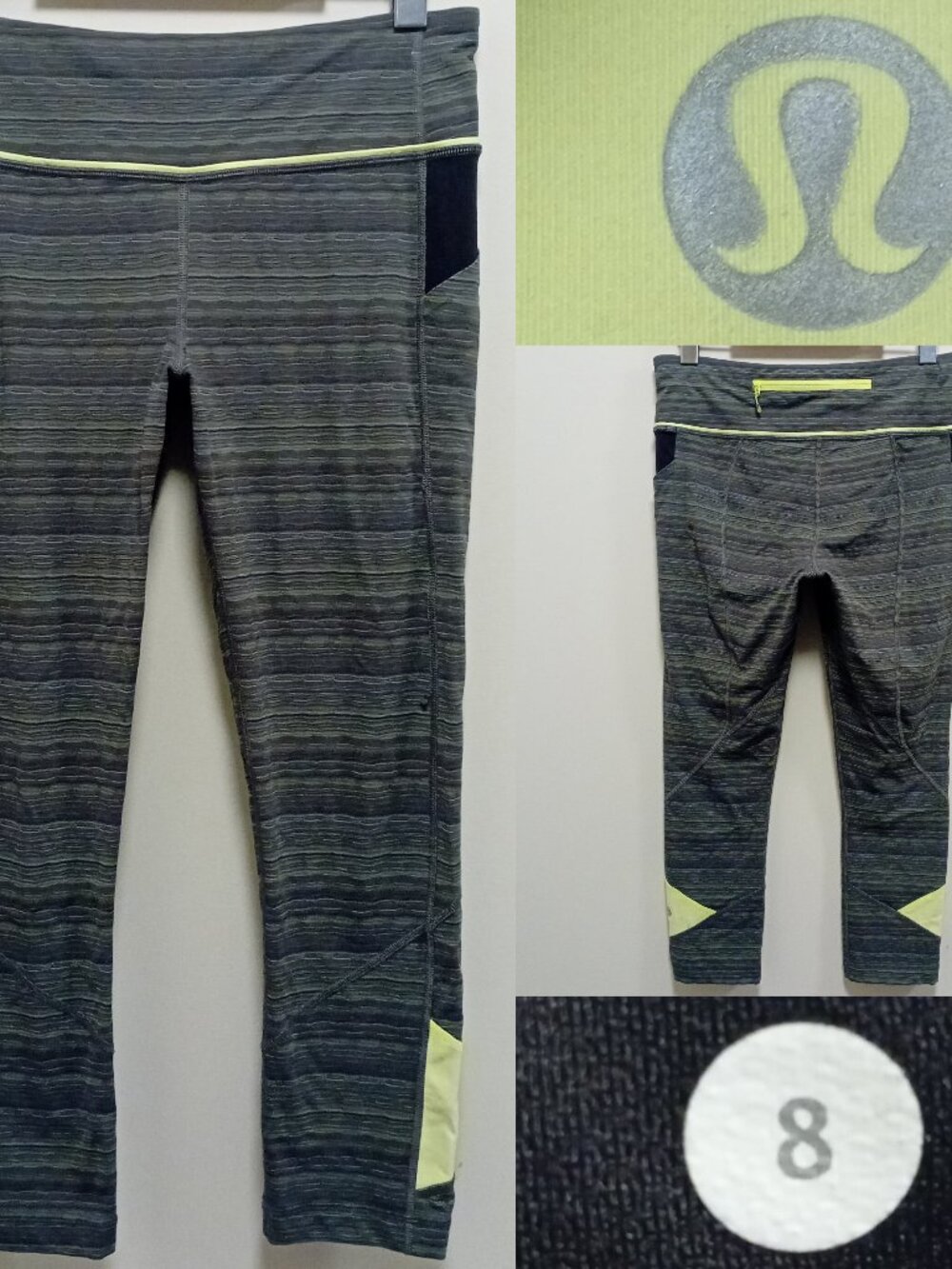 Lululemon Pace Rival Crop Space Dye Twist Dark Slate Fatigue Green 8 Medium